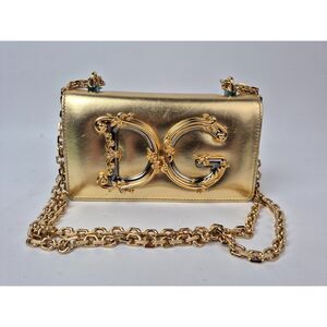 Dolce & Gabbana DG Girls Metallic Gold Phone Case Shoulder Bag